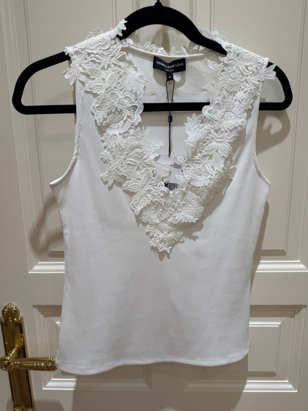 Generation Love Ivory Lace-Trim Ribbed V-Neck Camisole